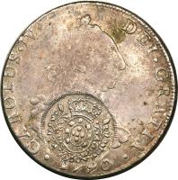 obverse of 960 Réis - João Prince Regent - Minas Gerais; Countermarked (1808) coin with KM# 241 from Brazil.
