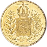 Brazil coin 20000 Réis - Pedro II (1849 - 1851) reverse reverse of 20000 Réis - Pedro II (1849 - 1851) coin with KM# 461 from Brazil. Inscription: IN HOC S. VINCES.