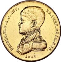 obverse of 10000 Réis - Pedro II (1841 - 1848) coin with KM# 457 from Brazil. Inscription: PETRUS.II.D.G.C.IMP. ET.PERP.BRAS.DEF. 1847