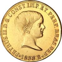 obverse of 6400 Réis - Pedro II (1832 - 1833) coin with KM# 387 from Brazil.