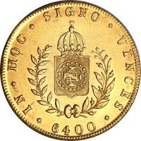 reverse of 6400 Réis - Pedro II (1832 - 1833) coin with KM# 387 from Brazil.