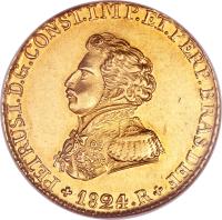 obverse of 4000 Réis - Pedro I (1823 - 1828) coin with KM# 369 from Brazil.