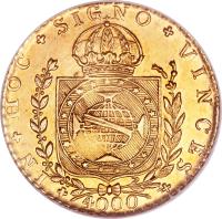 reverse of 4000 Réis - Pedro I (1823 - 1828) coin with KM# 369 from Brazil.