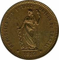 obverse of 40 Réis (1889) coin with KM# Pn171 from Brazil.