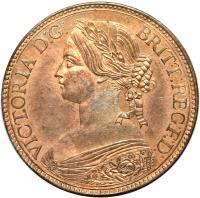 Canadian provinces coin 1 Cent - Victoria (1861) obverse obverse of 1 Cent - Victoria (1861) coin with KM# Pn9 from Canadian provinces. Inscription: VICTORIA D:G: BRITT:REG:F:D: