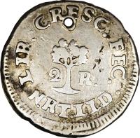 Central American Republic coin 2 Reales (1825) reverse reverse of 2 Reales (1825) coin with KM# 10 from Central American Republic.