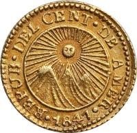 Central American Republic coin 1/2 Escudo (1828 - 1849) obverse obverse of 1/2 Escudo (1828 - 1849) coin with KM# 13 from Central American Republic. Inscription: REPUB · DEL CENT · DE AMER · 1846