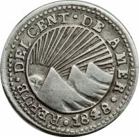 Central American Republic coin 1/2 Real (1846 - 1849) obverse obverse of 1/2 Real (1846 - 1849) coin with KM# 20a from Central American Republic.