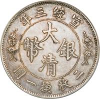 China coin 5 Jiao - Xuantong (1910) obverse obverse of 5 Jiao - Xuantong (1910) coin with Y# 30 from China.