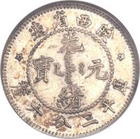 obverse of 3.6 Candareens - Guangxu (1898) coin with KM# Pn1 from China.