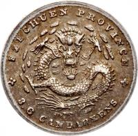 China coin 3.6 Candareens - Guangxu (1898 - 1908) reverse reverse of 3.6 Candareens - Guangxu (1898 - 1908) coin with Y# 234 from China.