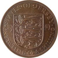 reverse of 1/12 Shilling - George VI (1937 - 1947) coin with KM# 18 from Jersey. Inscription: · STATES · OF · JERSEY · 19 37 ONE · TWELFTH · OF · A · SHILLING