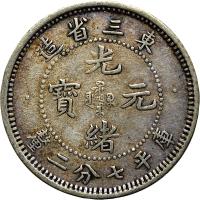 China coin 7.2 Candareens - Guangxu (1907) obverse obverse of 7.2 Candareens - Guangxu (1907) coin with Y# 209 from China.