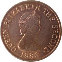 obverse of 1 Penny - Elizabeth II - 2'nd Portrait (1983 - 1992) coin with KM# 54 from Jersey. Inscription: QUEEN ELIZABETH THE SECOND 1990