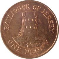 Jersey coin 1 Penny - Elizabeth II - 2'nd Portrait (1983 - 1992) reverse reverse of 1 Penny - Elizabeth II - 2'nd Portrait (1983 - 1992) coin with KM# 54 from Jersey. Inscription: BAILIWICK OF JERSEY ONE PENNY