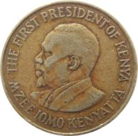 Kenya coin 10 Cents - With legend (1969 - 1978) obverse obverse of 10 Cents - With legend (1969 - 1978) coin with KM# 11 from Kenya. Inscription: · MZEE JOMO KENYATTA · FIRST PRESIDENT OF KENYA