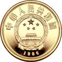 China coin 100 Yuan - Liu Bang (1986) obverse obverse of 100 Yuan - Liu Bang (1986) coin with KM# 145 from China.