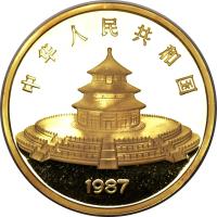 China coin 500 Yuan - Panda Gold Bullion (1987) obverse obverse of 500 Yuan - Panda Gold Bullion (1987) coin with KM# 164 from China. Inscription: 1987