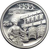 China coin 25 Yuan - Tuned Bells - Platinum Bullion (1994) reverse reverse of 25 Yuan - Tuned Bells - Platinum Bullion (1994) coin with KM# 633 from China.
