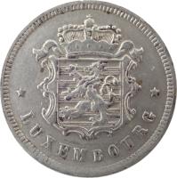 obverse of 25 Centimes - Charlotte (1938) coin with KM# 42a from Luxembourg. Inscription: * LUXEMBOURG *