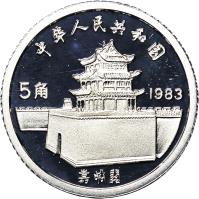 China coin 5 Jiǎo - Marco Polo (1983) obverse obverse of 5 Jiǎo - Marco Polo (1983) coin with KM# 65 from China.