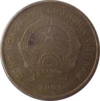 Vietnam coin 1000 Đồng (2003) obverse obverse of 1000 Đồng (2003) coin with KM# 72 from Vietnam. Inscription: CỘNG HÒA XÃ HỘI CHỦ NGHĨA VIỆT NAM VIỆT NAM 2003