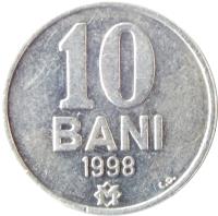 reverse of 10 Bani (1995 - 2015) coin with KM# 7 from Moldova. Inscription: 10 BANI 2005