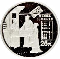 reverse of 25 Yuán - Zero - Platinium Bullion (1993) coin with KM# 496 from China.