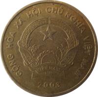 Vietnam coin 5000 Đồng (2003) obverse obverse of 5000 Đồng (2003) coin with KM# 73 from Vietnam. Inscription: CỘNG HÒA XU HỘI CHỦ NGHĨA VIỆT NAM VIỆT NAM 2003