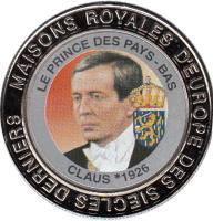 Congo - Democratic Republic coin 5 Francs - Prince Claus (1999) obverse obverse of 5 Francs - Prince Claus (1999) coin with KM# 89 from Congo - Democratic Republic. Inscription: MAISONS ROYALES D'EUROPE DES SIECLES DERNIERS LE PRINCE DES PAYS-BAS CLAUS *1926
