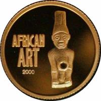 reverse of 20 Francs - African Art (2000) coin with KM# 183 from Congo - Democratic Republic. Inscription: AFRICAN ART 2000