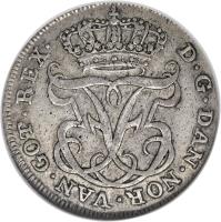 Danish West Indies coin 12 Skilling - Frederick V (1748 - 1765) obverse obverse of 12 Skilling - Frederick V (1748 - 1765) coin with KM# 6 from Danish West Indies.