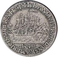 Danish West Indies coin 12 Skilling - Frederick V (1748 - 1765) reverse reverse of 12 Skilling - Frederick V (1748 - 1765) coin with KM# 6 from Danish West Indies.