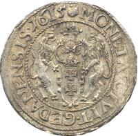 Danzig coin 1/4 Thaler - Sigismund III (1610 - 1615) reverse reverse of 1/4 Thaler - Sigismund III (1610 - 1615) coin with KM# 6 from Danzig. Inscription: MONETA.CIVIT.GEDANENSIS.1615