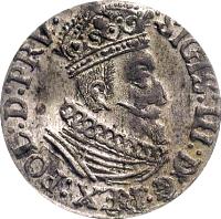 Danzig coin 1 Grosz - Sigismund III - Type 2 bust (1623) obverse obverse of 1 Grosz - Sigismund III - Type 2 bust (1623) coin with KM# 11 from Danzig. Inscription: SIGIS:III:D:G:REX.POL.D:PRV
