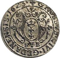 Danzig coin 1 Grosz - Sigismund III - Type 2 bust (1623) reverse reverse of 1 Grosz - Sigismund III - Type 2 bust (1623) coin with KM# 11 from Danzig.
