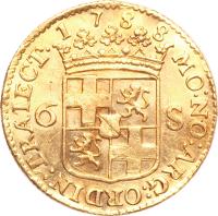 Dutch Republic coin 6 Stuivers (1740 - 1794) obverse obverse of 6 Stuivers (1740 - 1794) coin with KM# 101a from Dutch Republic.