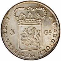 Dutch Republic coin 3 Guilder (1763 - 1794) reverse reverse of 3 Guilder (1763 - 1794) coin with KM# 117 from Dutch Republic.