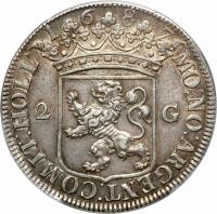 Dutch Republic coin 2 Gulden (1681 - 1687) obverse obverse of 2 Gulden (1681 - 1687) coin with KM# 62 from Dutch Republic. Inscription: 1687 2 G MO NO ARGENT COMIT HOLL