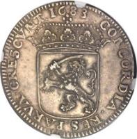 Dutch Republic coin 1 Ducat (1683) reverse reverse of 1 Ducat (1683) coin with KM# 41.1 from Dutch Republic. Inscription: CONCORDIA.RES.PARVAE.CRESCUNT 1683