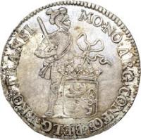 Dutch Republic coin 1 Ducat (1734 - 1743) obverse obverse of 1 Ducat (1734 - 1743) coin with KM# 88 from Dutch Republic. Inscription: MO. NO. ARG. CONFOE BELG PRO TRANSI