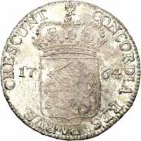 Dutch Republic coin 1 Ducat (1734 - 1743) reverse reverse of 1 Ducat (1734 - 1743) coin with KM# 88 from Dutch Republic. Inscription: CONCORDIA RES PARVAE CRESCUNT 1764