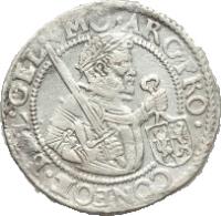 Dutch Republic coin 1 Rijksdaalder (1606 - 1615) obverse obverse of 1 Rijksdaalder (1606 - 1615) coin with KM# 16.1 from Dutch Republic. Inscription: MO ARG PRO - CONFOE BELG GEL