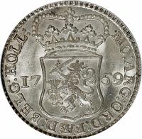Dutch Republic coin 1/2 Gulden (1759) obverse obverse of 1/2 Gulden (1759) coin with KM# 100 from Dutch Republic. Inscription: MO: ARG : ORD: FÆD: BELG : HOLL : 17 59