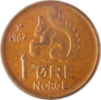 Norway coin 1 Øre - Olav V (1958 - 1972) reverse reverse of 1 Øre - Olav V (1958 - 1972) coin with KM# 403 from Norway. Inscription: 1958 1 ØRE NORGE