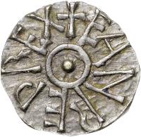England coin 1 Styca - Eanred (810 - 830) obverse obverse of 1 Styca - Eanred (810 - 830) coin with SP# 860 from England. Inscription: + EANRED REX