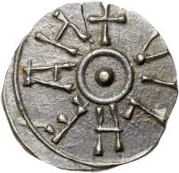 England coin 1 Styca - Eanred (810 - 830) reverse reverse of 1 Styca - Eanred (810 - 830) coin with SP# 860 from England. Inscription: + VILHEAH