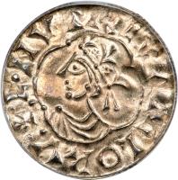 England coin 1 Penny - Cnut - Quatrefoil (1017 - 1023) obverse obverse of 1 Penny - Cnut - Quatrefoil (1017 - 1023) coin with SP# 1157 from England. Inscription: +CNVT REX ANGLORVM•