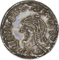 England coin 1 Penny - Harold - Jewel Cross (1036 - 1038) obverse obverse of 1 Penny - Harold - Jewel Cross (1036 - 1038) coin with SP# 1163 from England. Inscription: +HAROLD REC