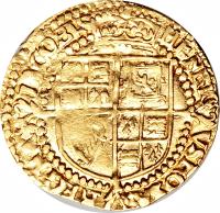 England coin 5 Shillings - James I (1619 - 1625) reverse reverse of 5 Shillings - James I (1619 - 1625) coin with SP# 2642b from England.